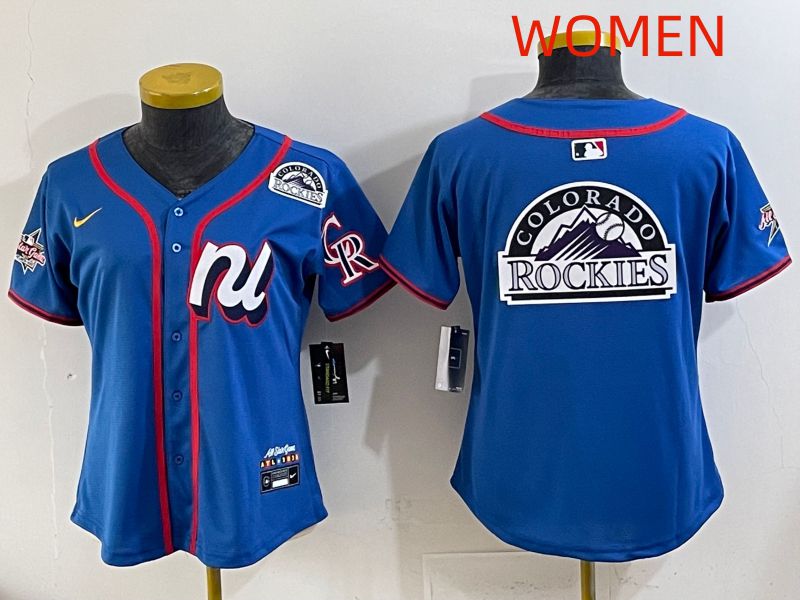 Women 2025 Colorado Rockies Blank Blue All star Nike MLB Jersey style 06